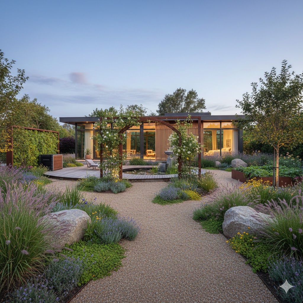 Modern residential garden design